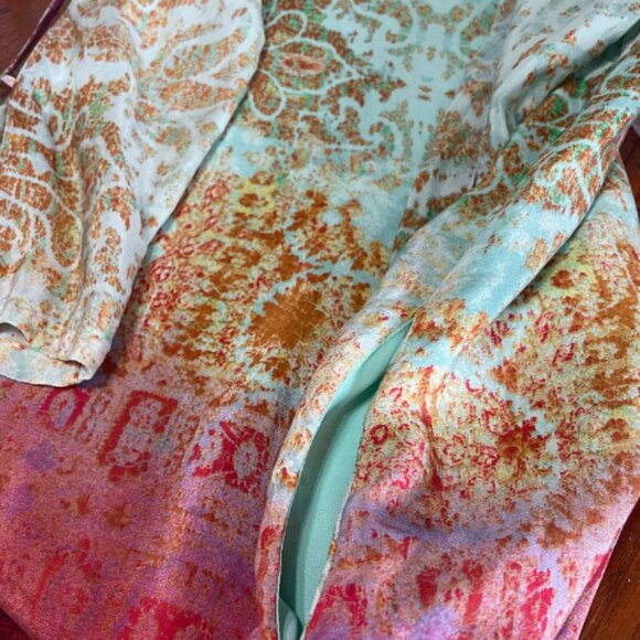 Maeve by Anthropologie Silk Shift Dress XS - Ombré Boho - Cutout Sleeves - EUC - Picture 4 of 7